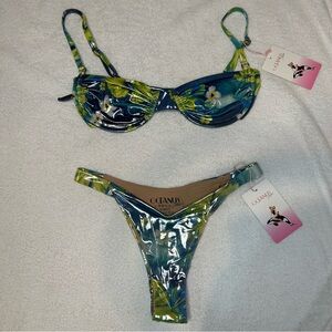 Oceanus Cassia Bryony Shiny Floral Bikini Set
